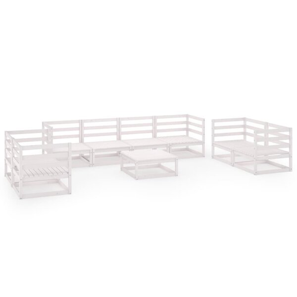 vidaXL Salon de jardin 9 Pièces Blanc Bois de pin massif