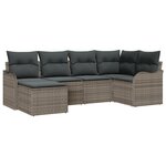 vidaXL Ensemble de canapé de jardin 6 pièces avec coussins gris poly rotin