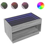 vidaXL Table basse avec LED infini sonoma gris 90x50x50 cm