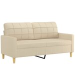 vidaXL Canapé 2 places avec oreillers décoratifs crème 140 cm tissu