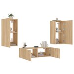 vidaXL Meuble TV muraux 3 Pièces avec lumières LED chêne sonoma