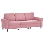 vidaXL Canapé à 3 places avec repose-pieds Rose 180 cm Velours