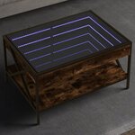 vidaXL Table basse avec LED Infinity chêne fumé 70x50x38 cm