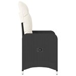 vidaXL Chaise inclinable de jardin avec coussins noir résine tressée