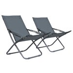 vidaXL Chaises pliables de plage 2 Pièces Tissu Gris