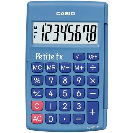 Casio petite fx bleue. Calculatrice adapté au primaire lc-401lv-bu.
