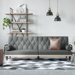 vidaXL Canapé-lit avec accoudoirs gris foncé tissu