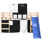 vidaXL Lit mezzanine enfants et tunnel blanc/noir 80x200cm pin massif