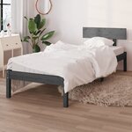 vidaXL Cadre de lit Gris Bois de pin massif 100x200 cm