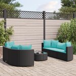 vidaXL Salon de jardin 7 Pièces avec coussins noir résine tressée