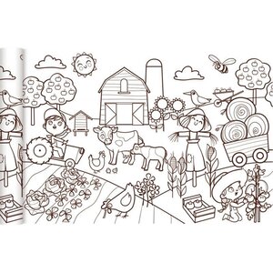 Fresque à colorier Le petit monde agricole
