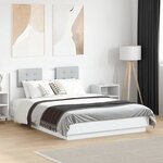 vidaXL Cadre de lit avec tête de lit et lumières LED blanc 135x190 cm
