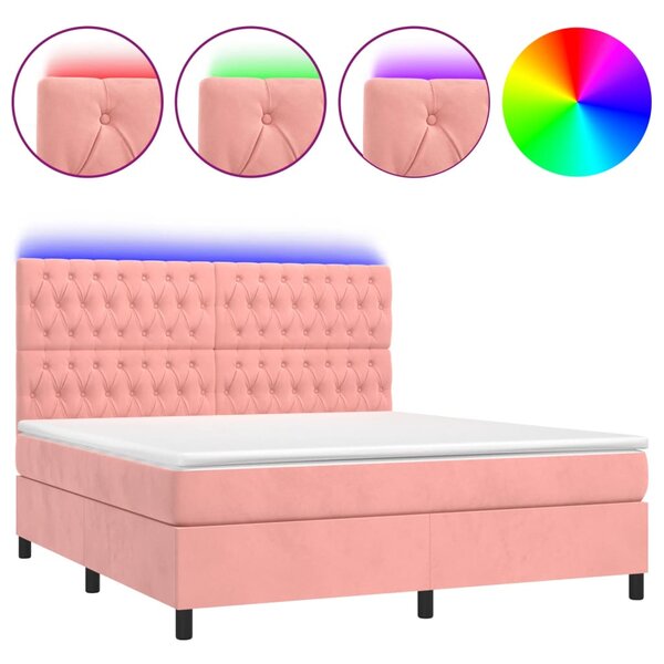 vidaXL Sommier à lattes de lit matelas et LED Rose 160x200 cm Velours