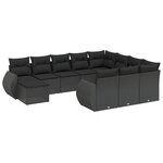 vidaXL Salon de jardin 11 Pièces avec coussins noir résine tressée