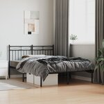 vidaXL Cadre de lit métal avec tête de lit noir 140x190 cm