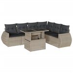 vidaXL Salon de jardin avec coussins 7 Pièces gris clair résine tressée