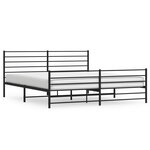 vidaXL Cadre de lit métal avec tête de lit/pied de lit noir 183x213 cm