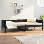 vidaXL Lit de jour Noir Bois de pin massif 90x190 cm