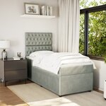 vidaXL Sommier à lattes de lit et matelas Gris clair 90x190 cm Velours