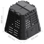vidaXL Composteur de jardin Noir 93 3x93 3x80 cm 480 L