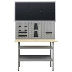 vidaXL Établi avec 3 panneaux muraux et 1 armoire