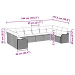 Ensemble de Canapé de Jardin 10 Pièces avec Coussins Rattan Poly Beige