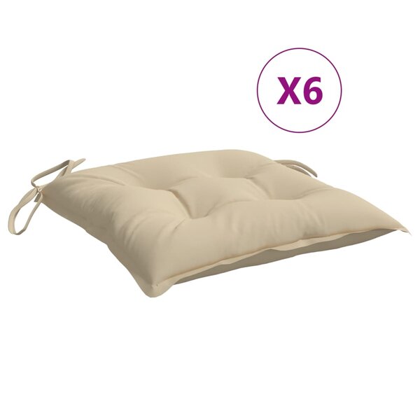 vidaXL Coussins de chaise 6 Pièces beige 50x50x7 cm tissu oxford