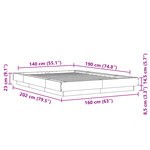 vidaXL Cadre de lit avec lumières LED gris béton 140x190 cm