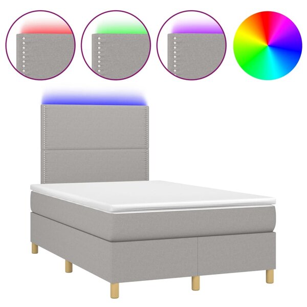 vidaXL Sommier à lattes de lit et matelas et LED Gris clair 120x200 cm