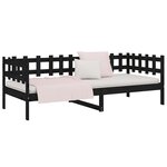 vidaXL Lit de jour Noir 90x190 cm Bois de pin massif