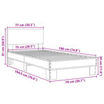 vidaXL Cadre de lit chêne fumé 75x190 cm bois d'ingénierie et métal