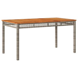 vidaXL Table de jardin gris 140x80x75 cm résine tressée et bois acacia
