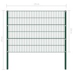 vidaXL Panneau de clôture avec poteaux Fer 1 7 x 1 2 m Vert