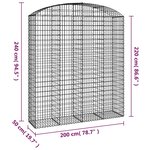 vidaXL Panier de gabions arqué 200x50x220/240 cm Fer galvanisé