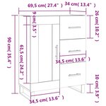 vidaXL Buffet blanc 69 5x34x90 cm bois d'ingénierie