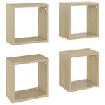 vidaXL Étagères cube murales 4 Pièces Chêne sonoma 26x15x26 cm