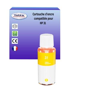 Bouteille encre compatible pour HP 31 (1VU28AE) - Jaune - 70ml - T3AZUR