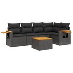 vidaXL Salon de jardin 6 Pièces avec coussins noir résine tressée