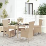 vidaXL Ensemble à manger de jardin avec coussins 5Pièces Beige poly rotin