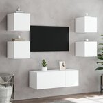 vidaXL Unités murales TV avec LED 6 Pièces blanc bois d'ingénierie