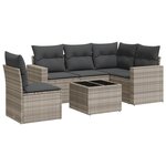 vidaXL Salon de jardin 6 Pièces avec coussins gris clair résine tressée