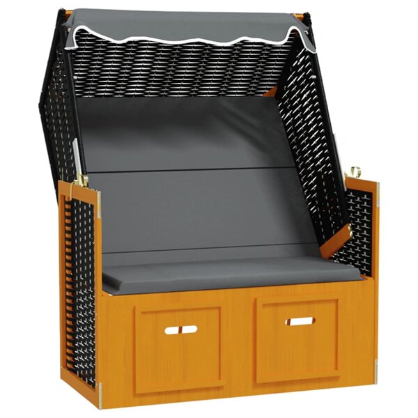 vidaXL Strandkorb avec auvent résine tressée et bois solide anthracite