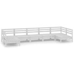 vidaXL Salon de jardin 7 Pièces Blanc Bois de pin massif