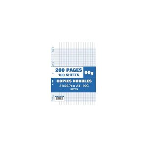 Etui 50 Copies Doubles perforées 200 pages 90g Seyès 21x29,7 Blanc GÉNÉRIQUE