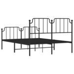 vidaXL Cadre de lit métal avec tête de lit/pied de lit noir 140x190 cm