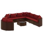vidaXL Salon de jardin 10 Pièces avec coussins marron résine tressée