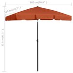 vidaXL Parasol de plage Terre cuite 180x120 cm