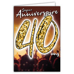 MAXI Grande Carte Géante XXL pour ANNIVERSAIRE 40 ANS Mixte H/F + Enveloppe format 32x23cm - Chiffres Nombre Doré Fêter Danser les mains en l'air Musique Ambiance Concert - Fabriqué en France MX-5040