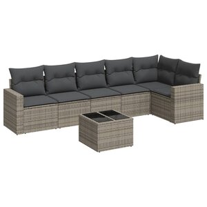 vidaXL Salon de jardin avec coussins 7 Pièces gris résine tressée