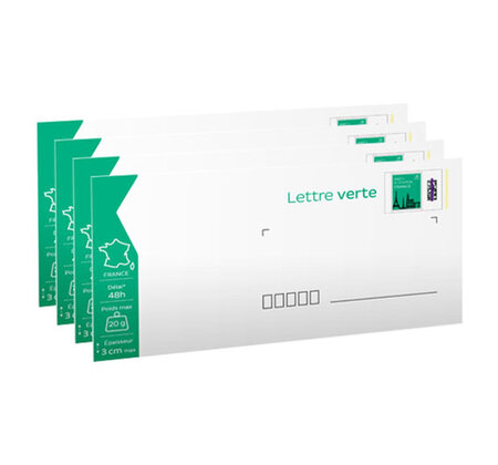Prêt-à-Poster - Lettre Verte - 20g - Format DL - Enveloppes en lot de 10 :  : Fournitures de bureau